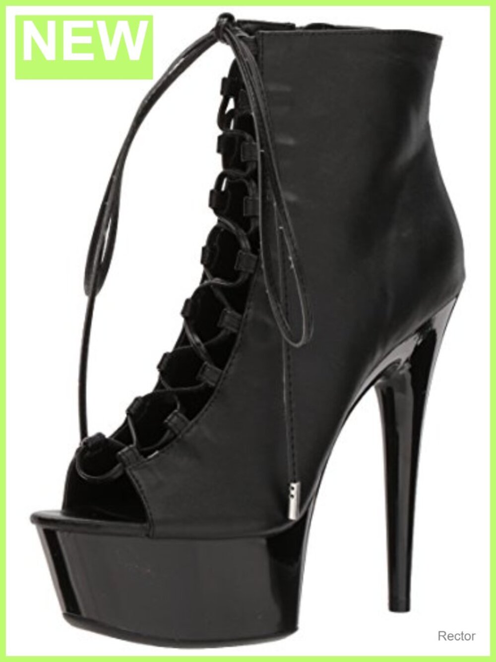 Black PU Peep Toe Platform Stiletto Ankle Bootie